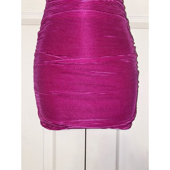 Purple Ruched Mini Dress With Adjustable Spaghetti Straps - Picture 3 of 8